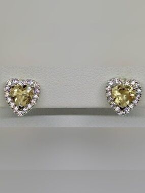 Genuine Citrine Yellow 925 Sterling Silver Heart Earrings
